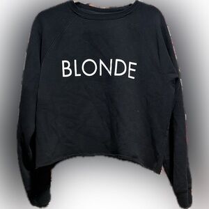 Brunette The Label Black 'Blonde' Crop Sweatshirt